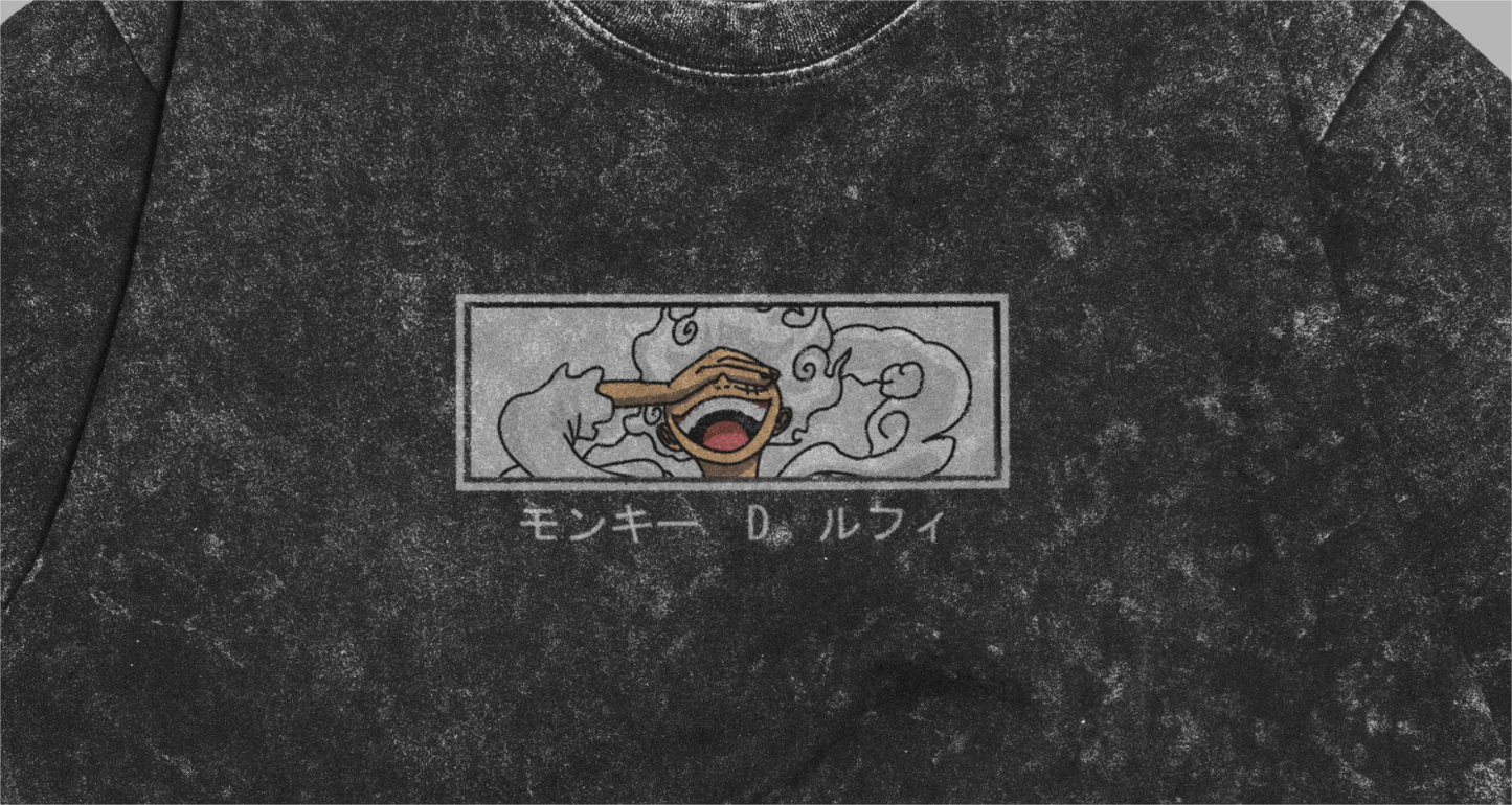 Luffy Gear 5 Acidwashed T-Shirt | One Piece Streetwear | Limited Edition Anime Tee